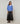 Oversized wool V-neck sweater - Horizon Blue