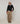 Tricolor round neck sweater in merino wool - Black