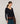Asymmetrical neckline sweater in merino wool - Navy Blue